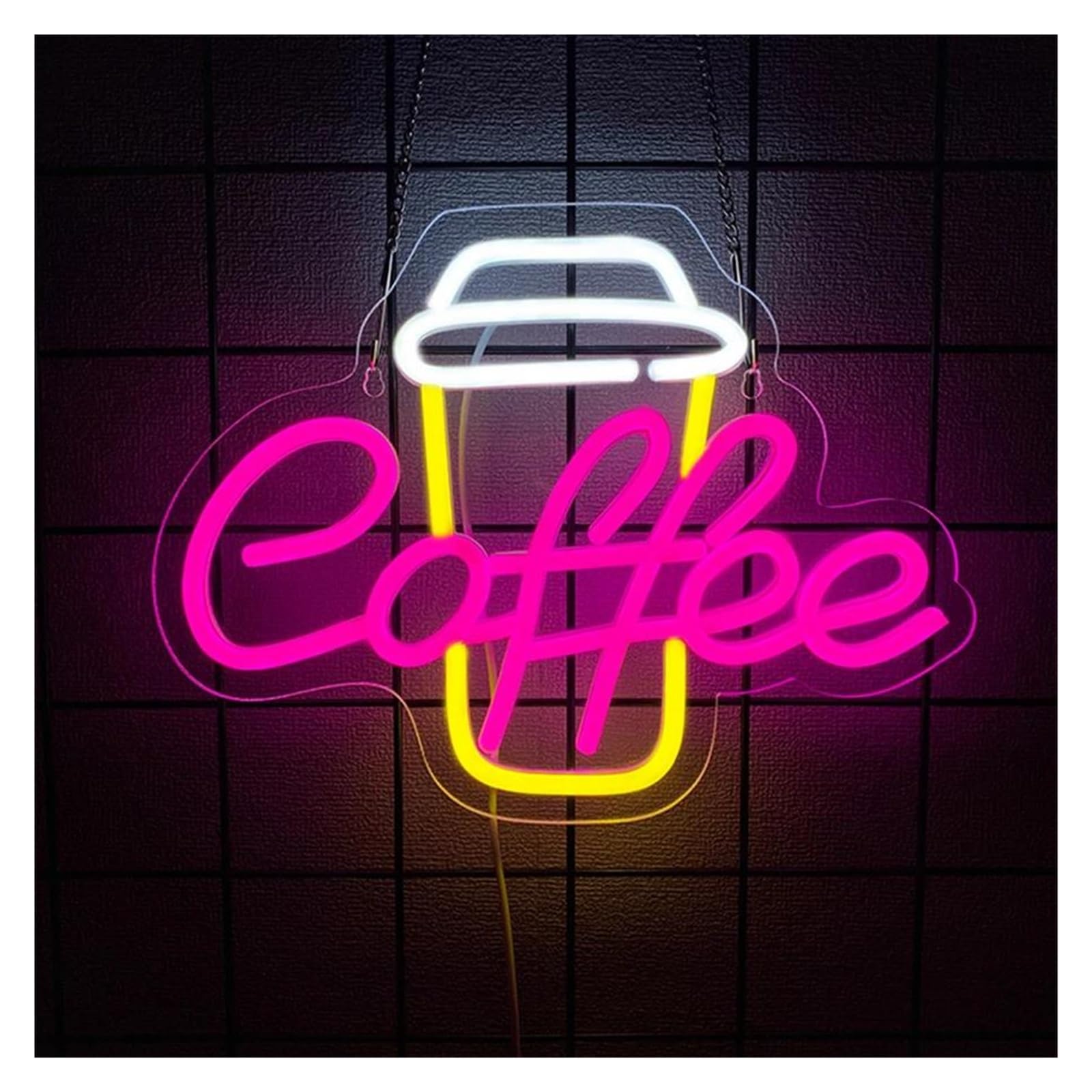 SHOUXI Sign Lamp Coffee Neon Sign Light Dimmable USB Powered for Cafe Bar Resturant Birthday Party Living Room Wall Decor 30.5cmx23cm