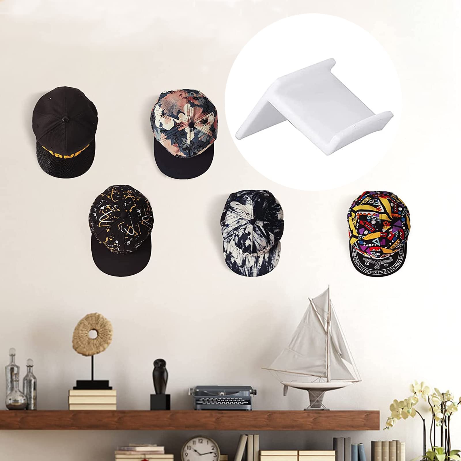 18 stuks cap houder muur, cap houder muur, wit