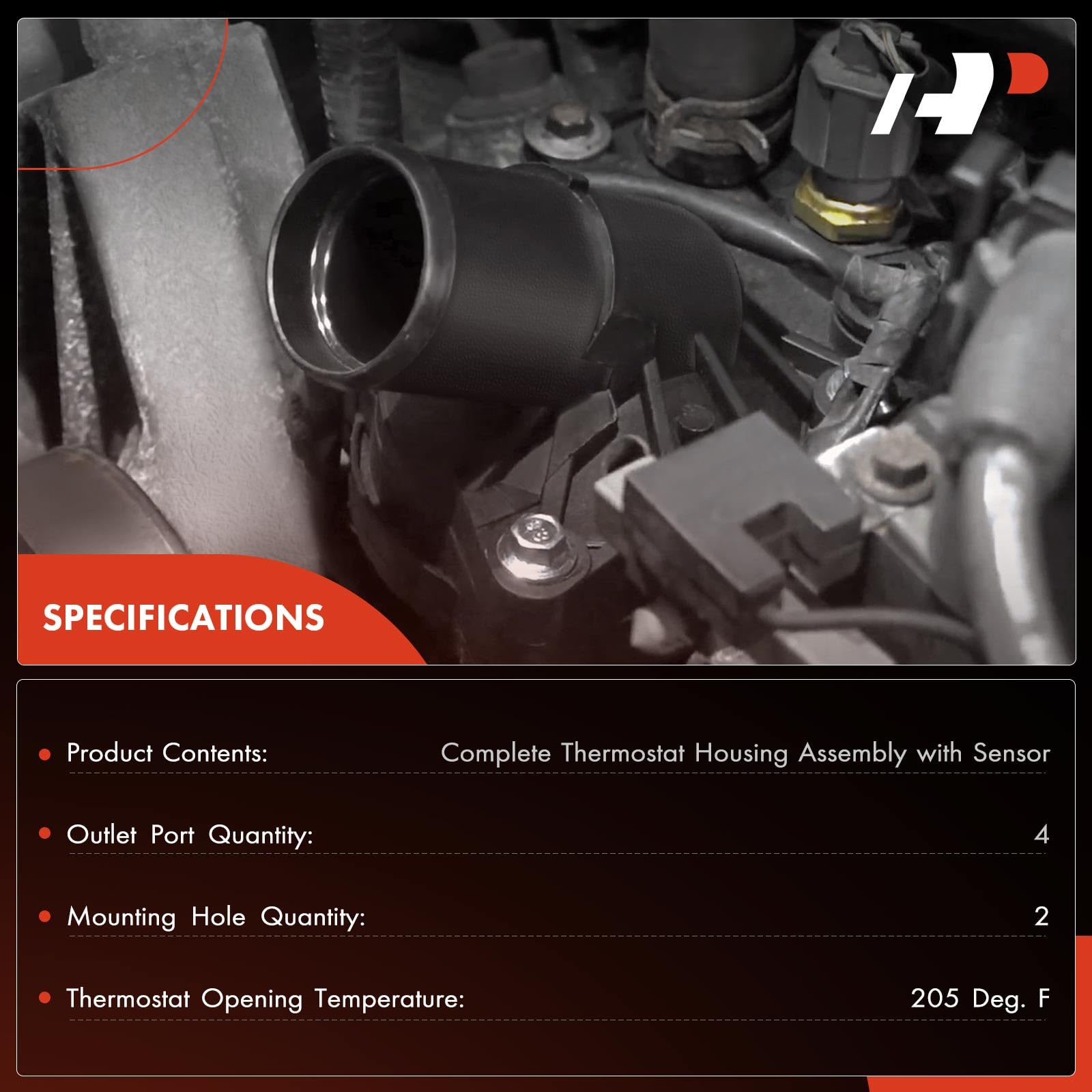 A-Premium Termostato del liquido di raffreddamento motore e gruppo alloggiamento con sensori, compatibile con Jaguar F-Type 2017-2018, XE 2017, XF 2017 - DOHC, V6 3.0L - Replace# FX238A587AG, AJ813902