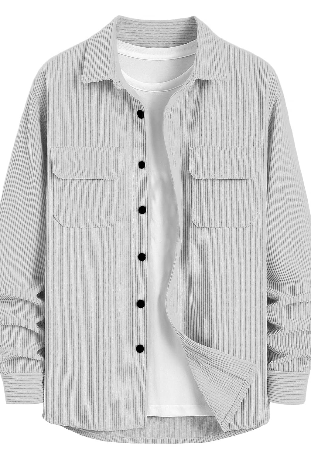 deemoon Men’s Full Sleeve Corduroy Shirt | Stylish Textured Casual Button-Down Shacket for Autumn Winter | Dual Pocket Front Design | Ideal for Layering and Daily Outfits-picture-18
