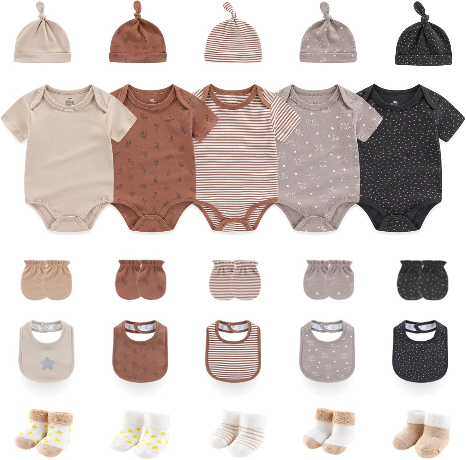 Newborn Baby Layette Gift Set 25-Piece Infant Boy Girl Clothes Essentials and Accessories 0-12 Months