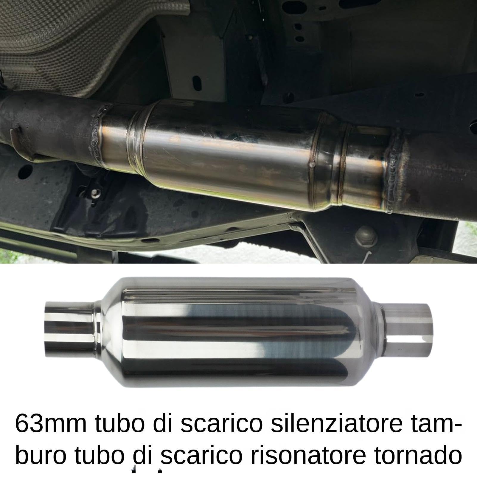Tubo Silenziatore Di Scarico - Resonato In Acciaio Inossidabile, Silenziatore Tornado, A Sezione Centrale Da 63/76 Mm Ad Alte Prestazioni | Aggiornamento Universale Delle Prestazio