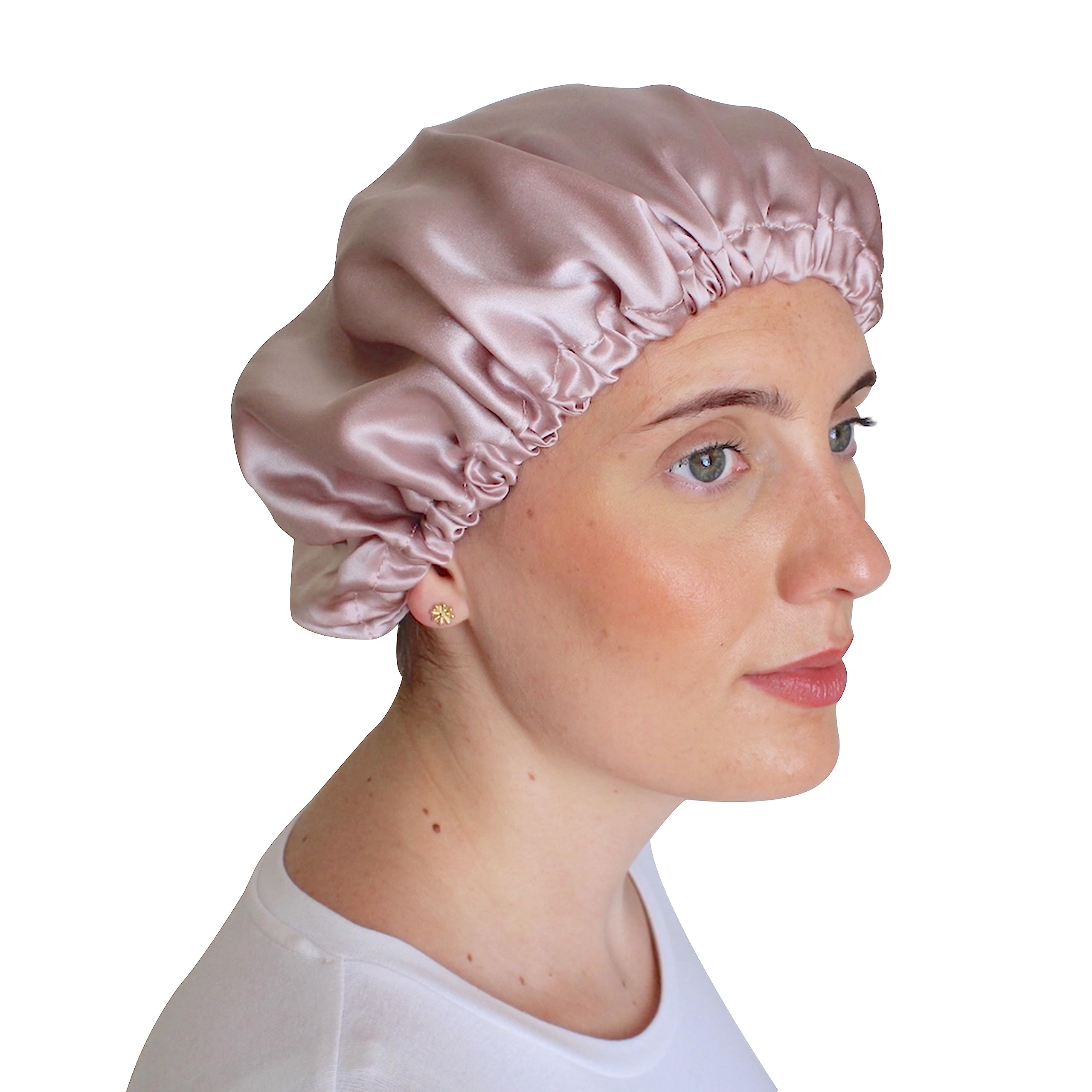 Jasmine Silk Women's Pink 100% Pure Mulberry Silk Sleep Cap Bonnet (Pink)