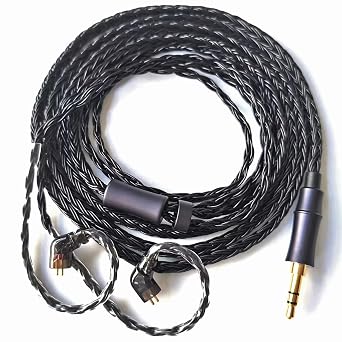 IEM Upgrade Cable, 16 Core Silver Plated Earphone Upgraded Cords, QDC-C Pin 1.5m in Ear Monitor Cable for KZ ZS10 ZSN PRO AS16 CCA CRA C12Recessed 2pin 3.5mm 4.9ft Black