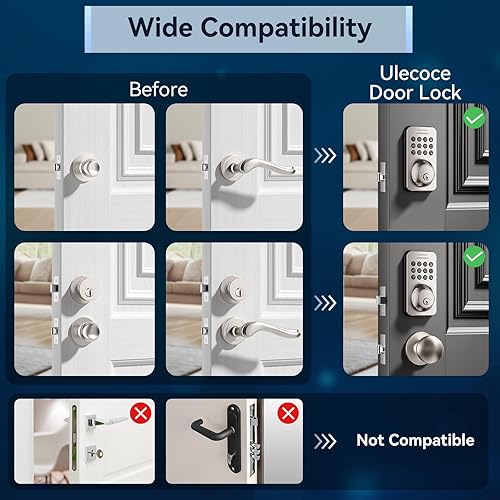 Miniatura 8 de Juego de cerrojo de teclado de entrada sin llave con asa, bloqueo inteligente, bloqueo automático + bloqueo de un solo toque, 100 códigos + fácil