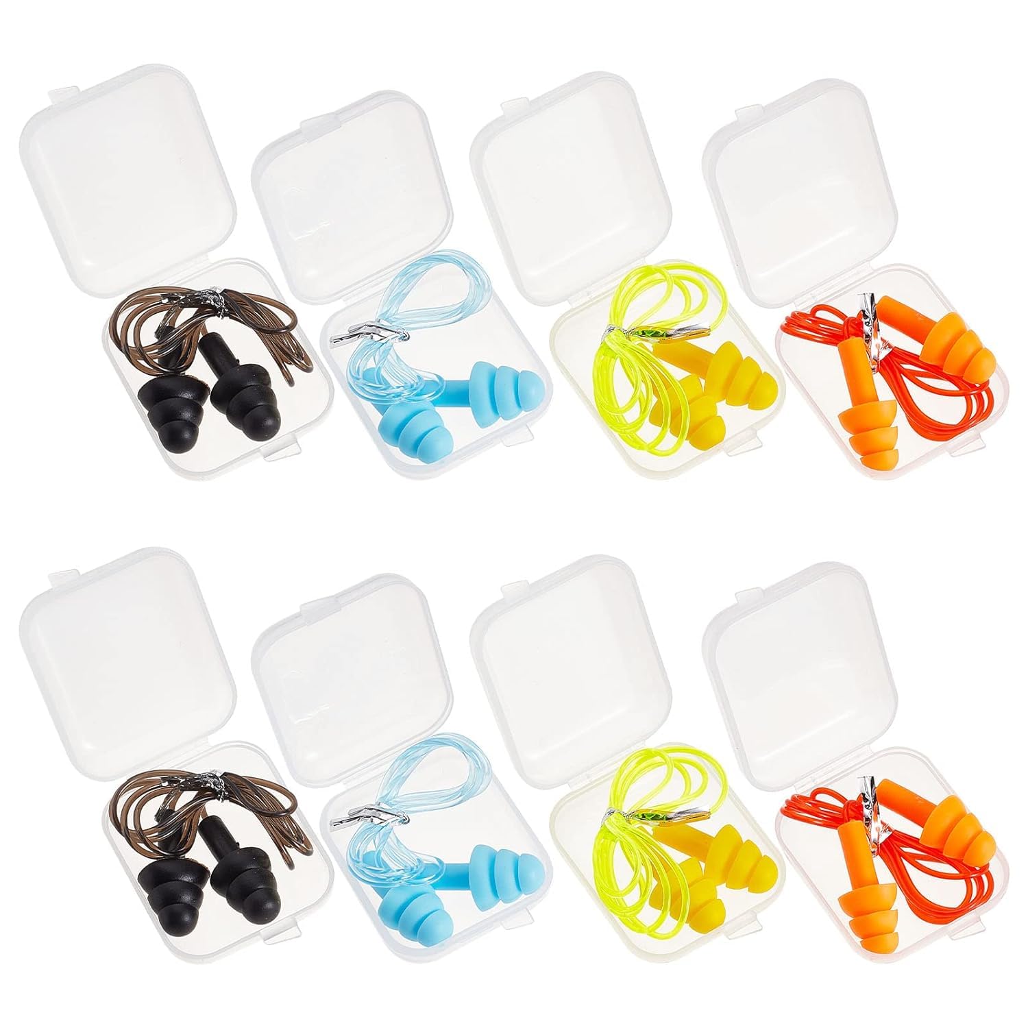 GORGECRAFT 4 Pairs 4 Colors Comfortable Divers Ear Plugs Noise Cancelling Ear Plugs Swimming Waterproof Earplugs Reusable Corded Swimming Ear Protection Sets Wired with Cord Box for Sleeping-image-6