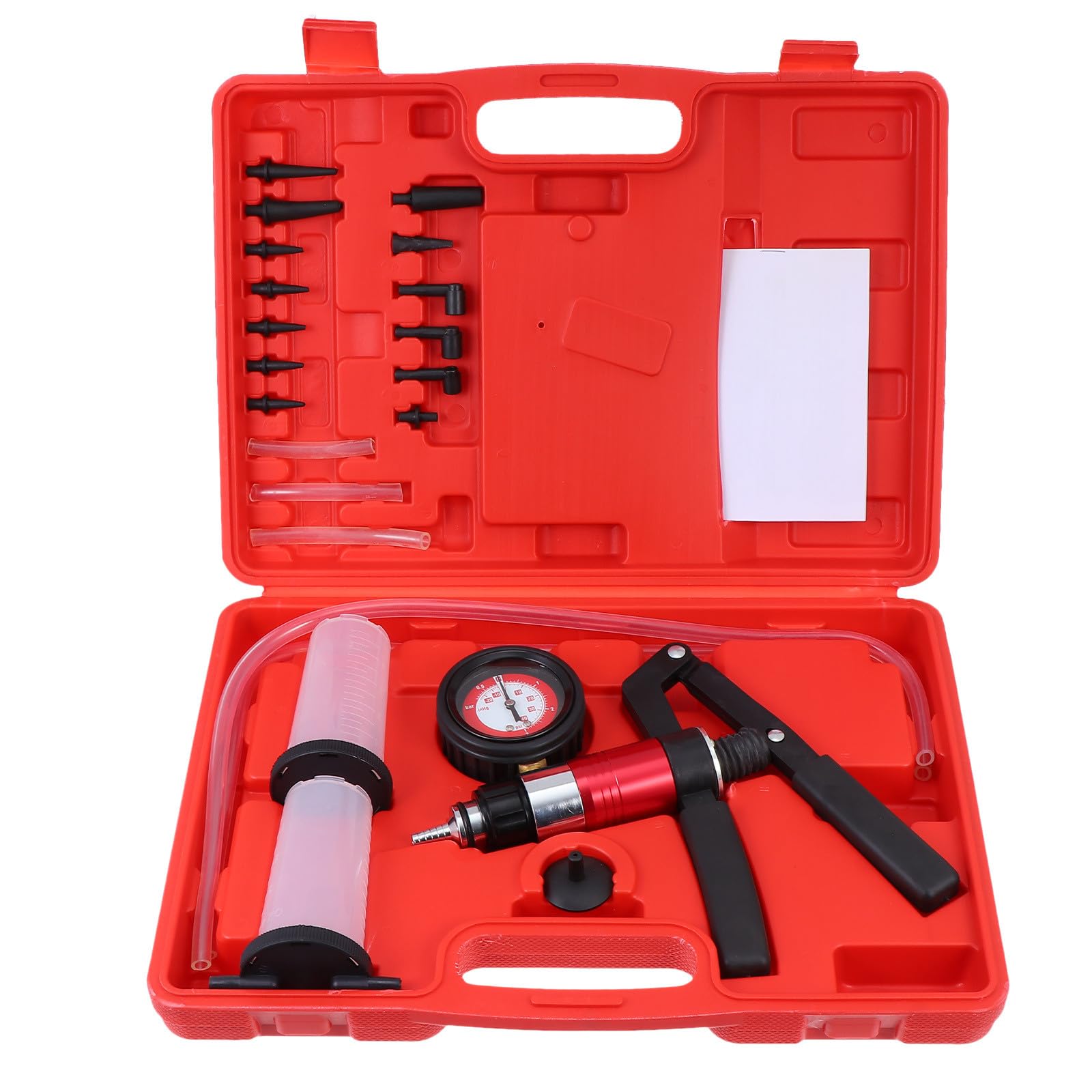 ORFOFE Kit Manual de Purga de Líquido de Frenos y Embrague para Coche, Bomba de Vacío Mangueras Transparentes, Herramienta para Cambio de Aceite de Freno y Dirección Asistida,
