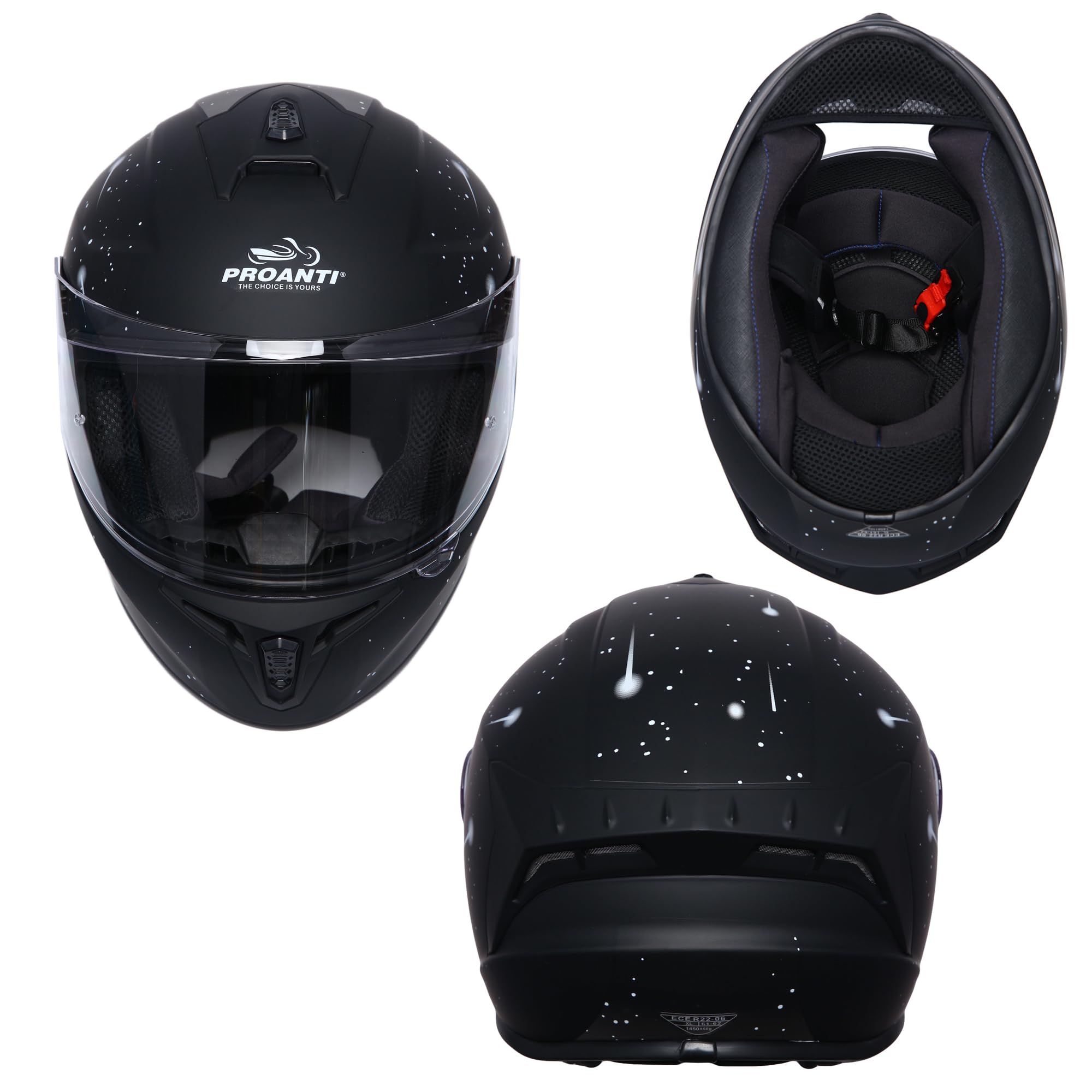 PROANTI Kask motocyklowy integralny, aerodynamiczny kask motocyklowy z odpornym na zarysowania wizjerem i przygotowaniem Pinlock.