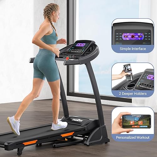 Miniatura 6 de THERUN Incline Treadmill, Treadmill for Running and Walking, 300 lbs Weight Capacity Folding Treadmill with 0-15% Auto Incline, Wide Belt, 3.5HP,
