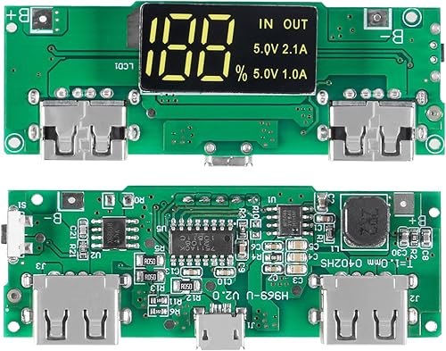 Vista 2 de Tablero de carga 18650, 6 unidades, 18650, doble USB 5 V, 2 A, 1 A, módulo de banco de energía móvil, placa de cargador de batería de litio