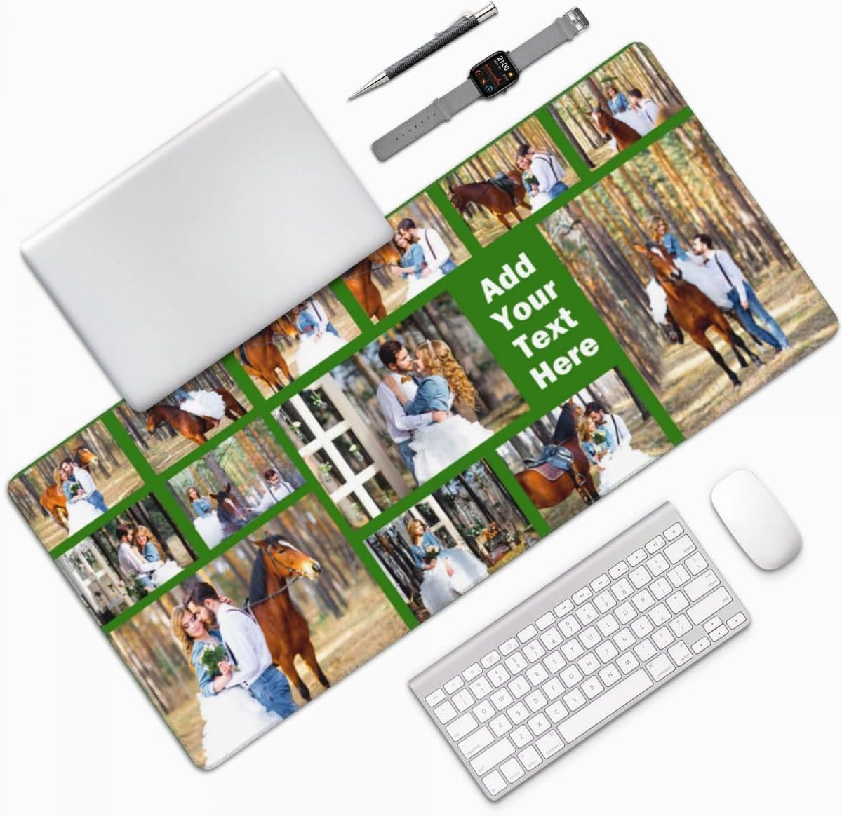 Custom Extended Mouse Pad with Photo, Personalized Desk Pad with Picture Text Logo, Customized Office Mouse Mat Computer Game Mousepad, Custom3-4, 16"x35.5"