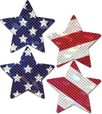 PASTEASE Patriotic Pasties - Nipple Covers - All American Picnic BBQ Parade Outfit Accessory | Waterproof & Latex Free