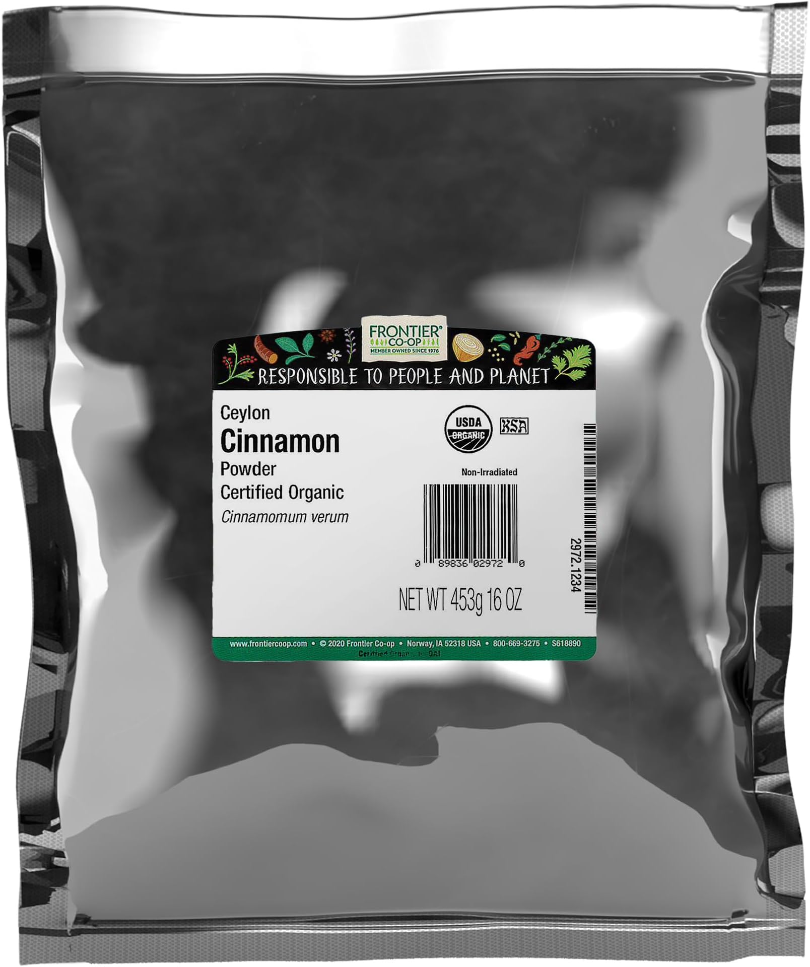 Frontier Co-op Organic Ceylon Cinnamon, Ground, 1 Pound Bulk Bag