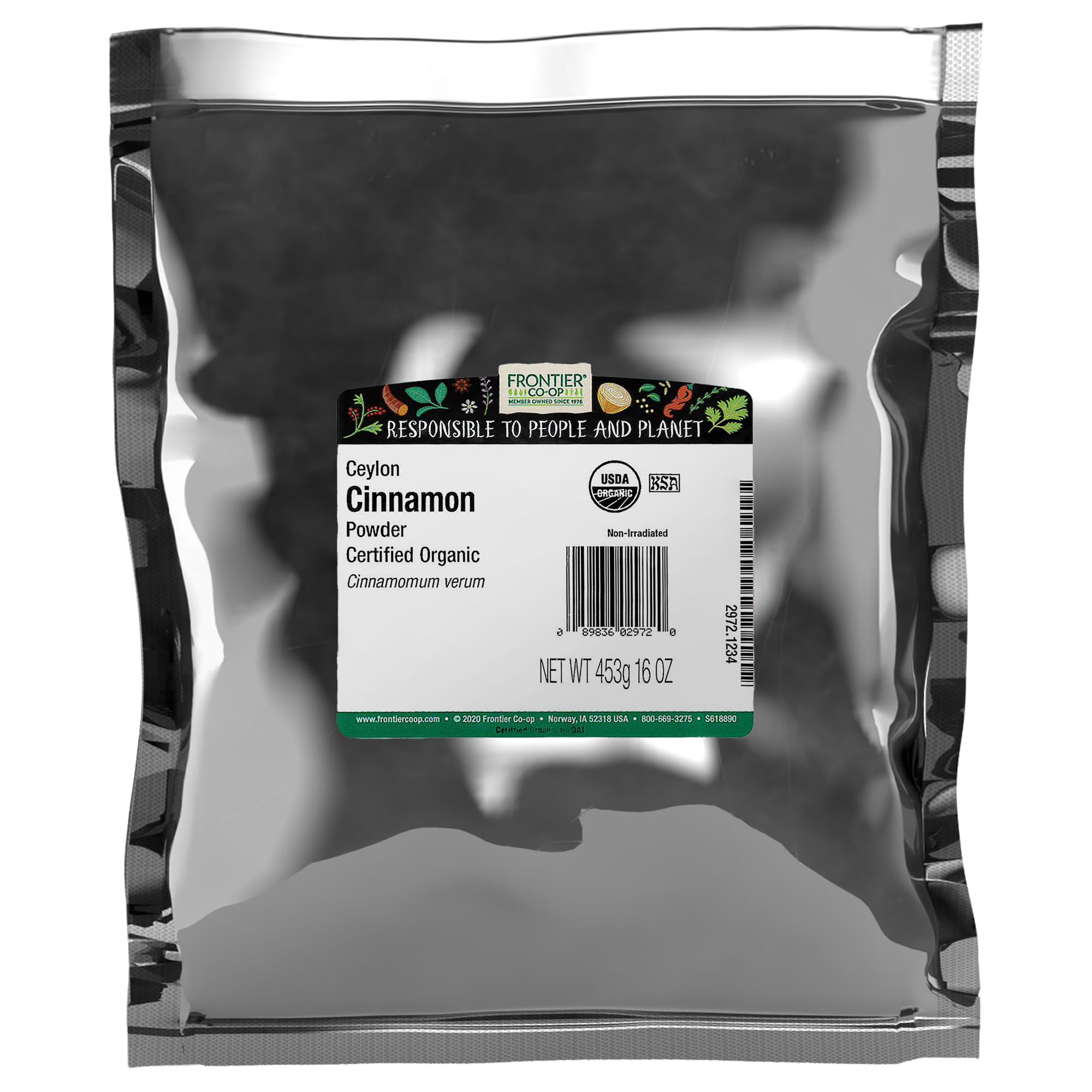 Frontier Co-op Cinnamon Powder, Ceylon, Certified Organic, 1 pound, 16 ounces