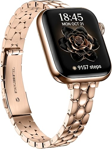 wutwuk Slim Strap Compatible with Apple Watch Straps 42mm(S11/10) 40mm 41mm 38mm Women Stainless Steel Water-Drop Design Replacement Strap for iWatch SE Series 11 10 9 8 7 6 5 4 3 2 1