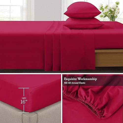 Miniatura 5 de IR Imperial Rooms Juego de sábanas tamaño individual, sábanas y fundas de almohada de hotel de lujo de 3 piezas, microfibra cepillada suave, color