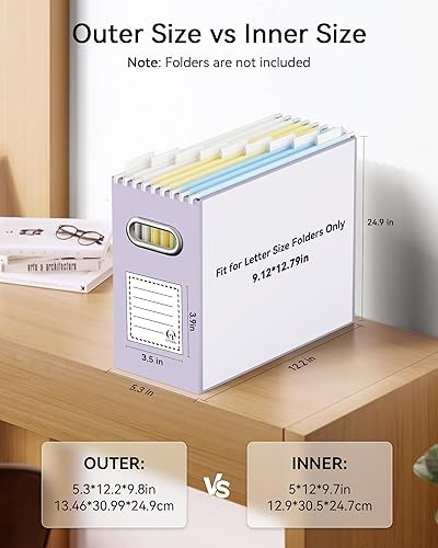 Vista 95 de Oterri - Organizador de archivos, caja de almacenamiento pequeña, organizador de cartón, caja plegable para colgar carpetas, tamaño carta