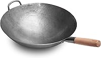 Vista 1 de Craft Wok Big 16 Inch Heavy Hand Hammered Carbon Steel Pow Wok with Wooden and Steel Helper Handle (Round Bottom) / 731W138
