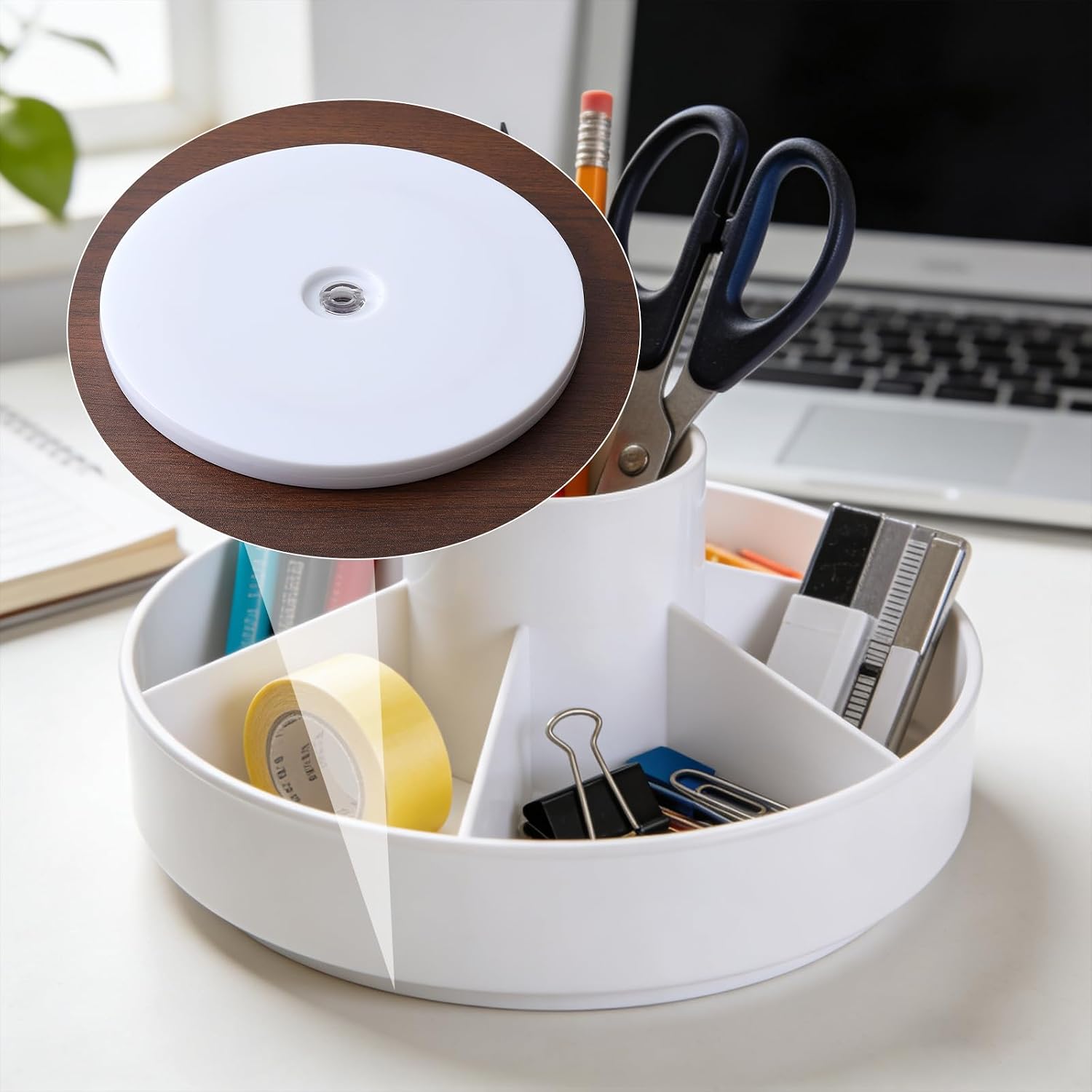 6 Inch White Acrylic Lazy Susan Turntable - Small Ball Bearing Rotating Tray Cake Spinner Stand Table Top Lazy Susan Base Spice Rack Turntable for Painting Decorating Organizer image 4