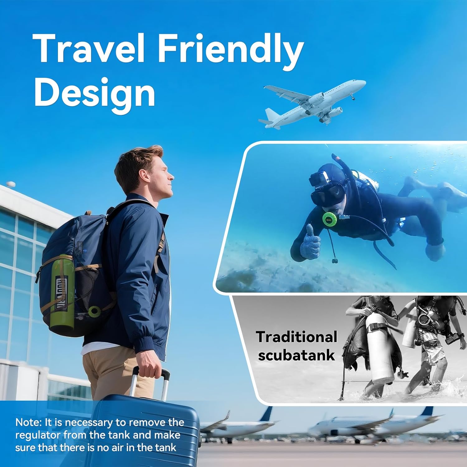 Scuba Tank S700 1.9L Mini Scuba Tank DOT Certified Reusable Diving Cylinder Kit Inflatable Pony Cylinders Underwater Breath Suitable Within 33ft Underwater Operation Backup Gas Supply