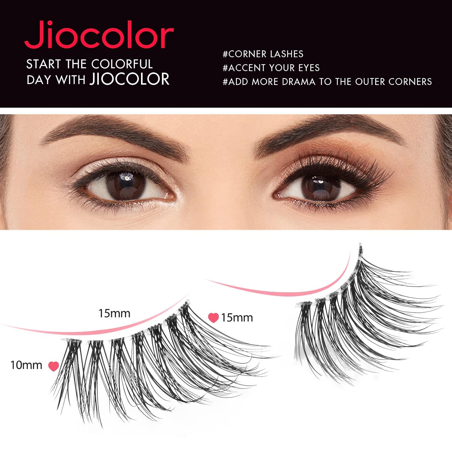 False eyelashes Half Lashes Accent lashes Jiocolor 7 Pairs Half Lashes Natural Look Corner End lash Pack 205