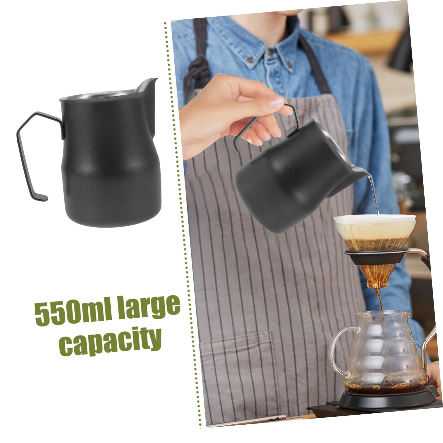 NUOBESTY 4 Piezas Leche de Inoxidable con Cafés Jarra Espumar Leche Preparar Café Espresso y Decorar Bebidas