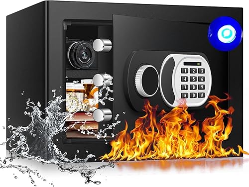 Caja de seguridad ignífuga de 2.0 pies cúbicos, teclado digital electrónico, cerradura de llave oculta, caja de seguridad para gabinete personal