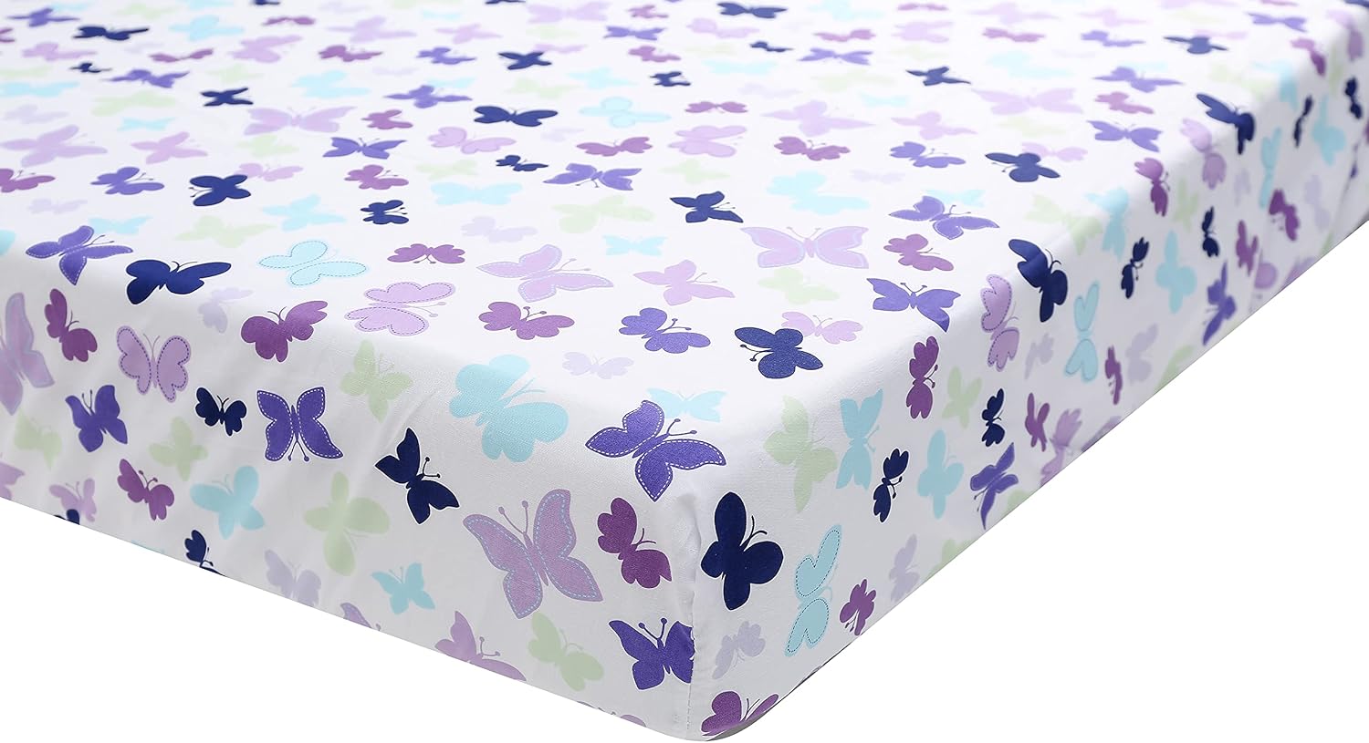 2 PCs Purple Embroidery Butterfly Nursery Crib Bedding Set Quilt Fitted Sheet Baby Girl Bedding Set