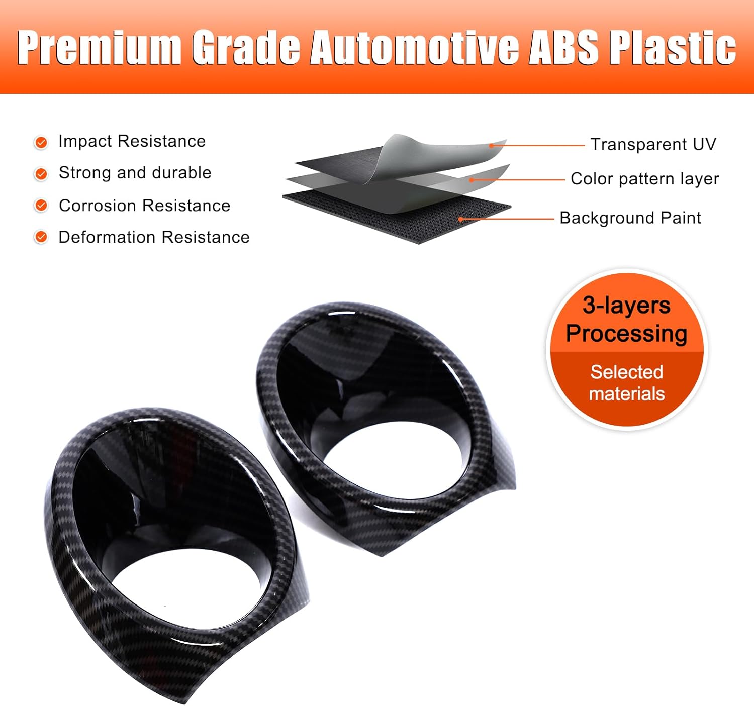 Front Bumper Fog Light Lamp Ring Cover Compatible with Honda Pilot 2015-2022, Front Bumper Driving Fog Light Ring Bezels Decoration Protector Accessories (Carbon Fiber Pattern)