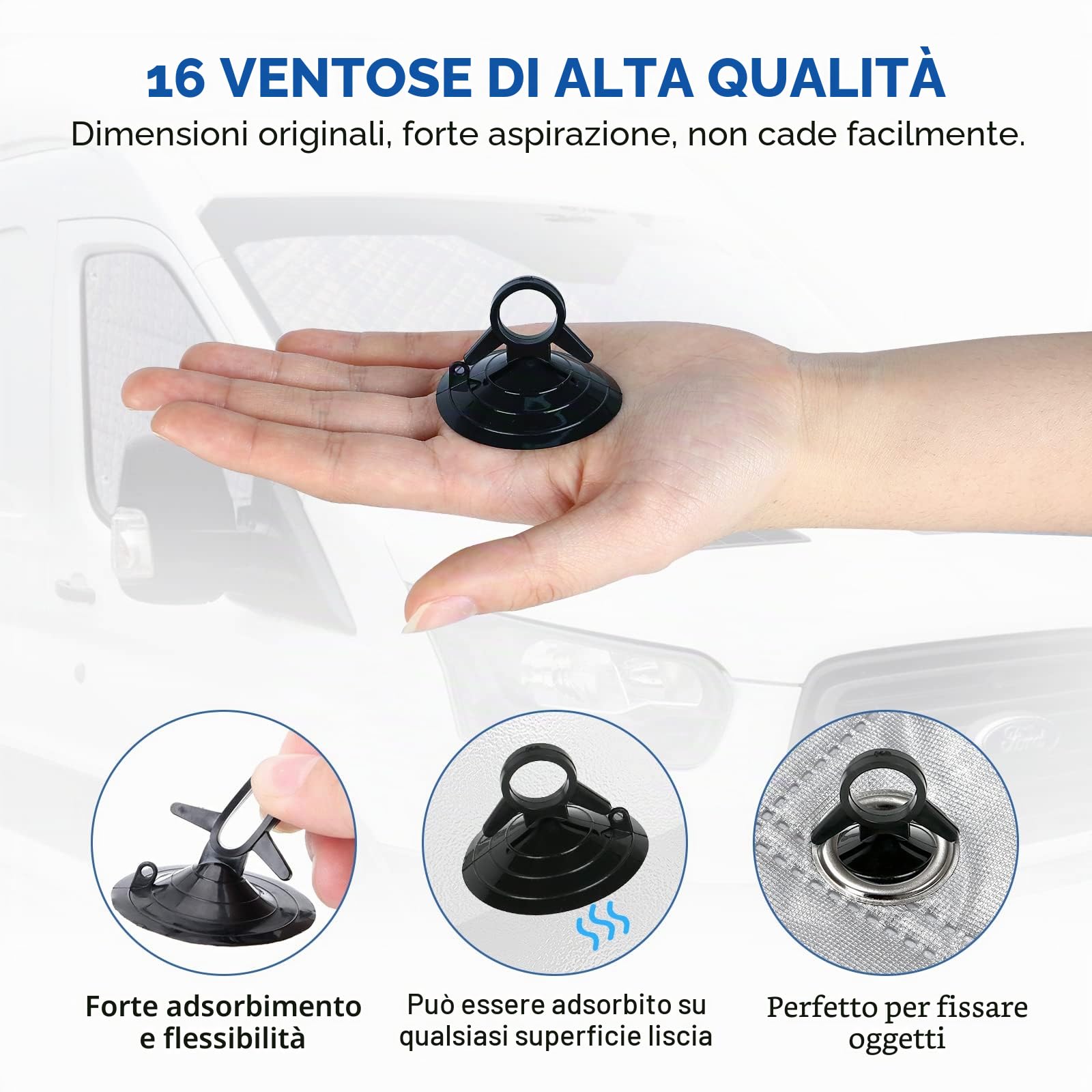 Parasole per Parabrezza per Camper Compatibile con Ford Transit Van MK8, Set di 3 Parasole Pieghevole Parasole Protezione Termica Interno con Custodia, 100% Occultazione
