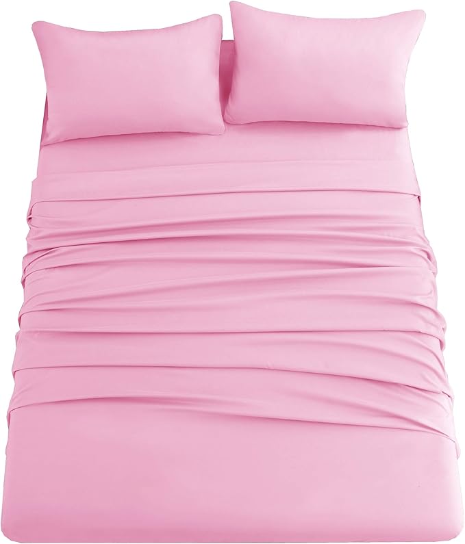 Ghooss Pink Bed Sheet Set with Deep Pocket,Super Soft