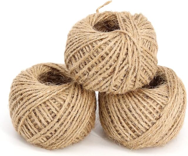 3 Piece 131 Feet 40m, Total 120m/393ft, Jute Twine, 2mm Natural Jute Hessian String Cord Twine for Arts and Crafts, Gift Wrapping, Floristry, Rustic Jars, Decoration, Bundling, Garden and Recycling