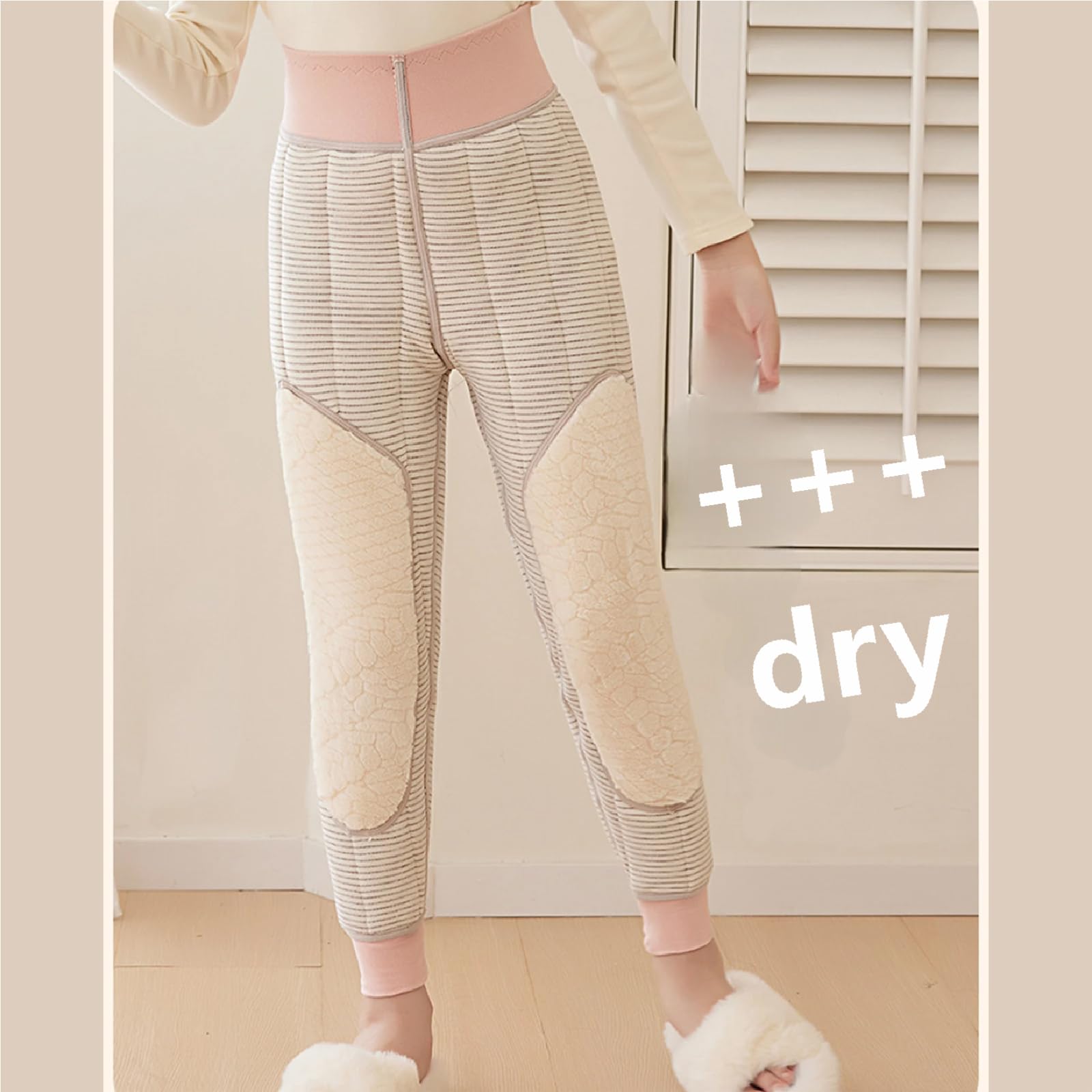 Leggings invernali in misto lana morbida per ragazze, rinforzati, zona ginocchia, elastici, freddi, per attività all'aperto, abbigliamento da gioco per bambini e ragazze, foderato in pile