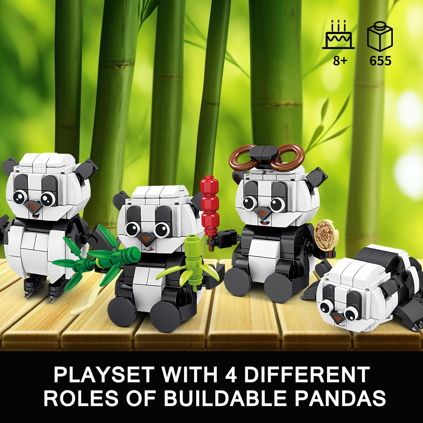 KAZI Panda Building Toy Set for Kids,Party Favors for Boys Girls