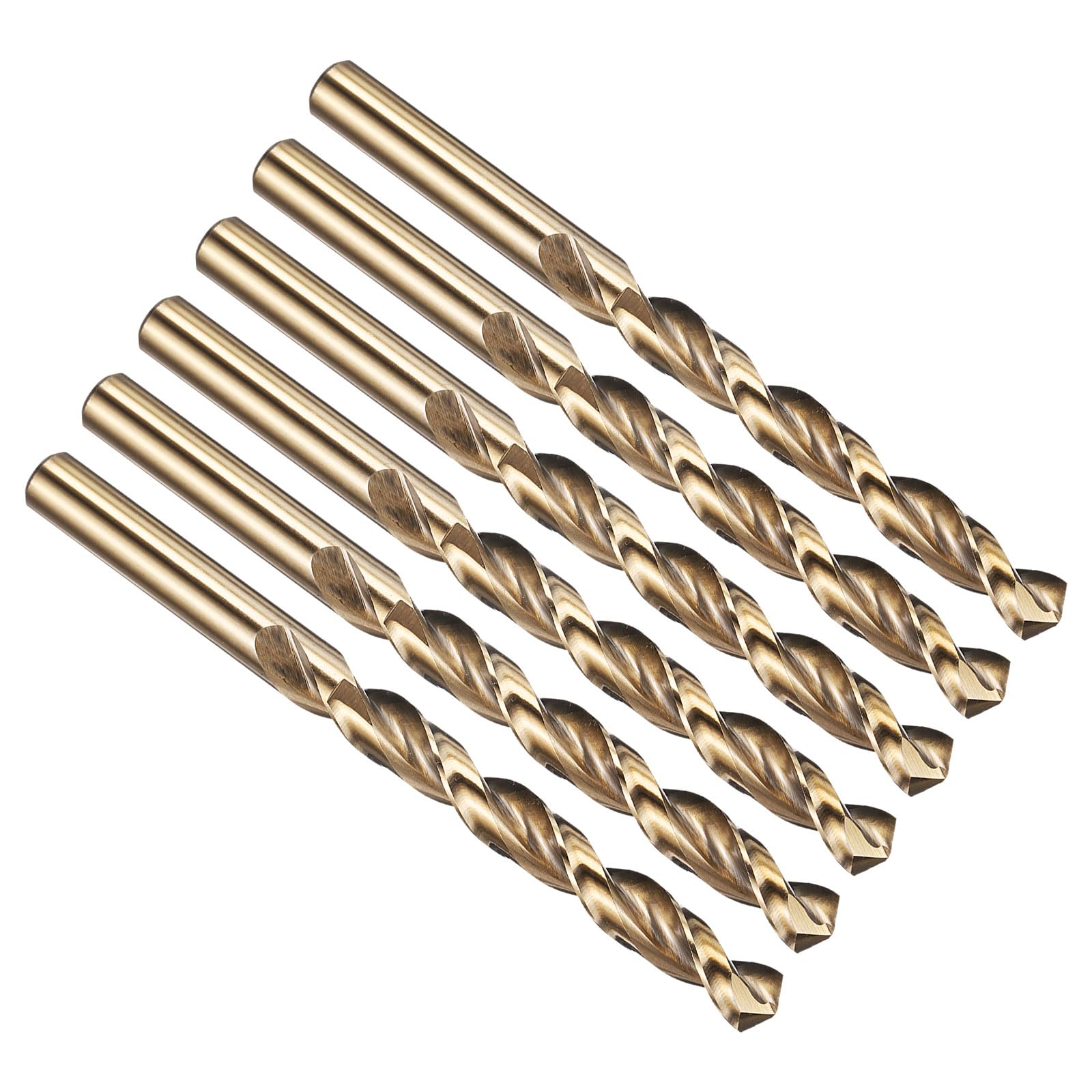 PATIKIL 10.5mm Drill Bit, M42 8% Cobalt High-Speed Steel Jobber Straight Shank 135ยฐ Gold Finish for Hard Metal High-temperature Titanium Alloy - 6 Pack