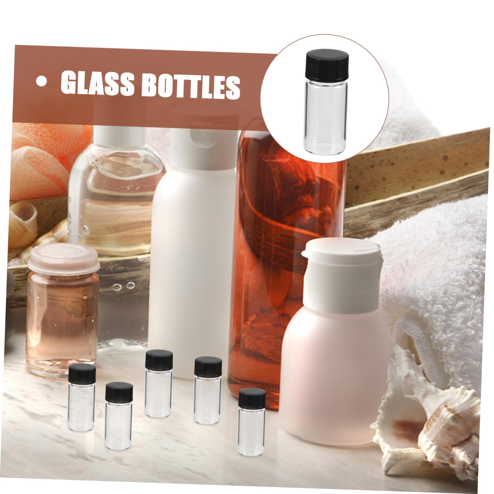 5ml Transparente Glasfläschchen mit Schraubdeckel, 100 Stück | Flacher Boden, Schwarze Kappen, Dicht Schließend, für Proben und Reagenzien