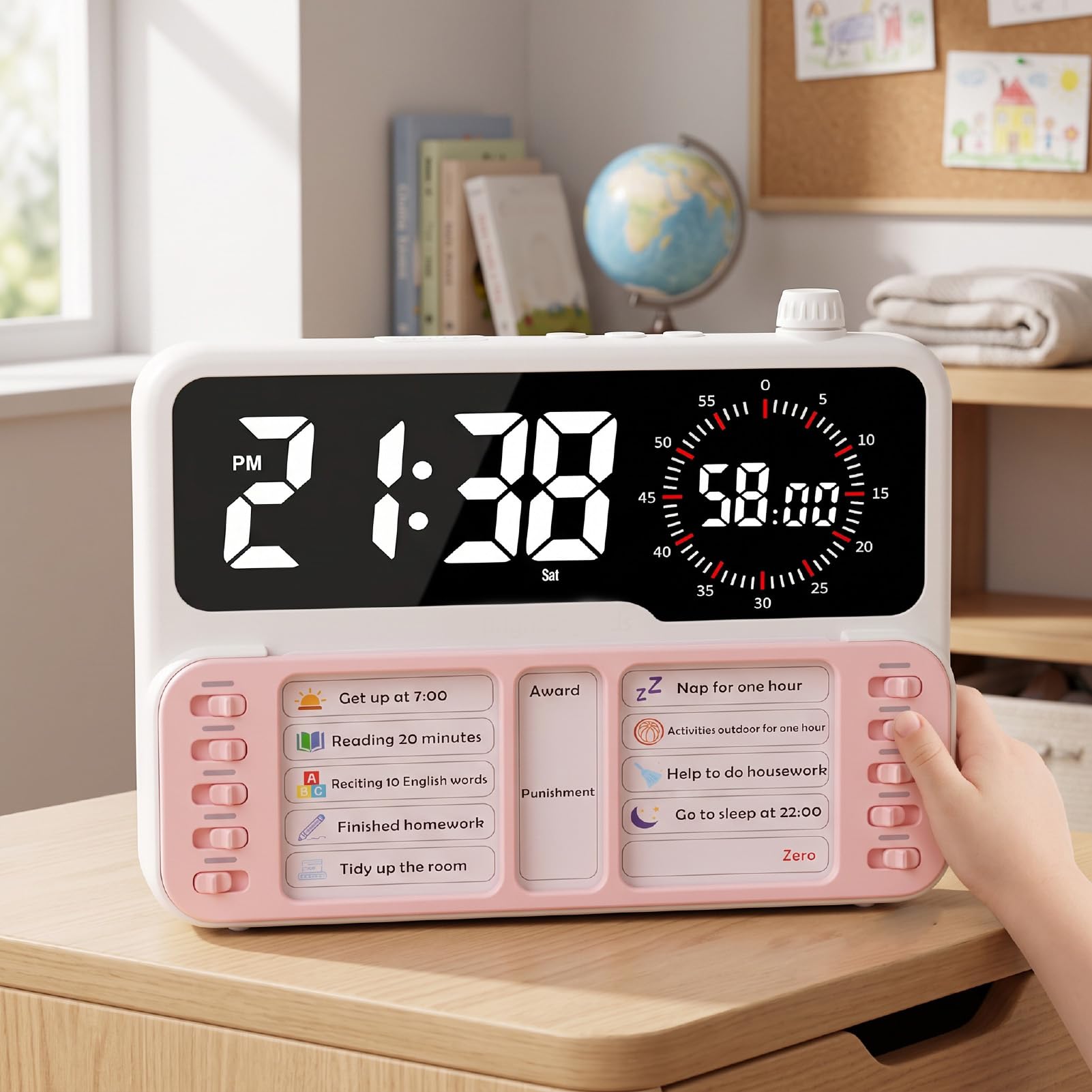 Akozon Minuteur Visuel 6 en 1 & Outil TDAH pour Enfants, Planning Visuel