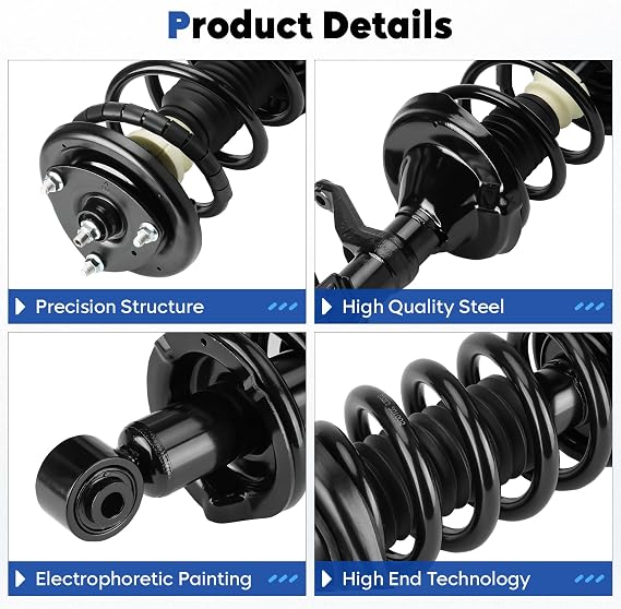 Front and Rear Complete Struts Assembly Fit for 2003-2011 Honda Element, Shock Absorber w/Coil Spring, Replace for 171101L 171101R 172135 172136, 4Pcs