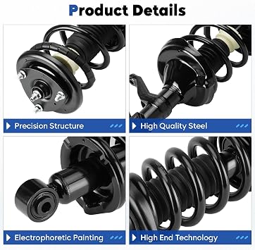 Front and Rear Complete Struts Assembly Fit for 2003-2011 Honda Element, Shock Absorber w/Coil Spring, Replace for 171101L 171101R 172135 172136, 4Pcs