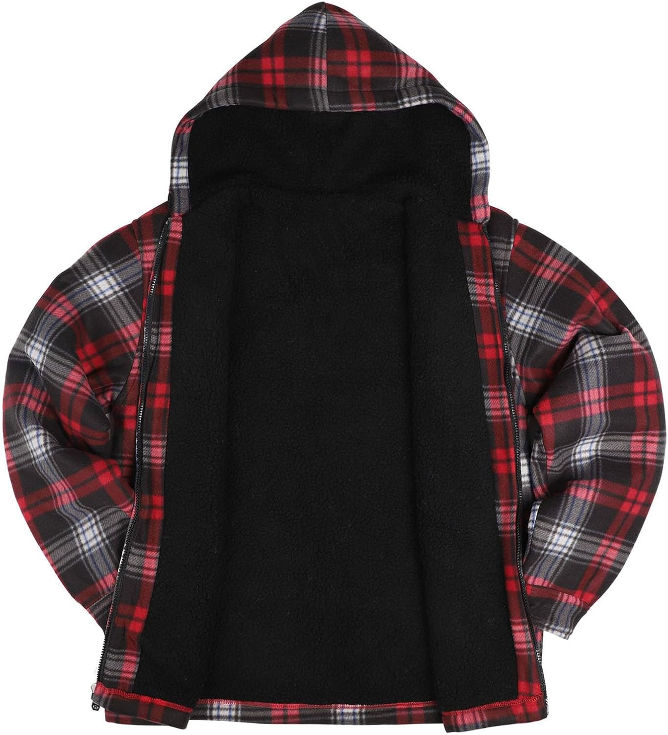 LeeHanTon Hoodies for Men Winter Warm Heavyweight Sherpa Lined Fleece Zip Up Hoody Jacket - Image 4