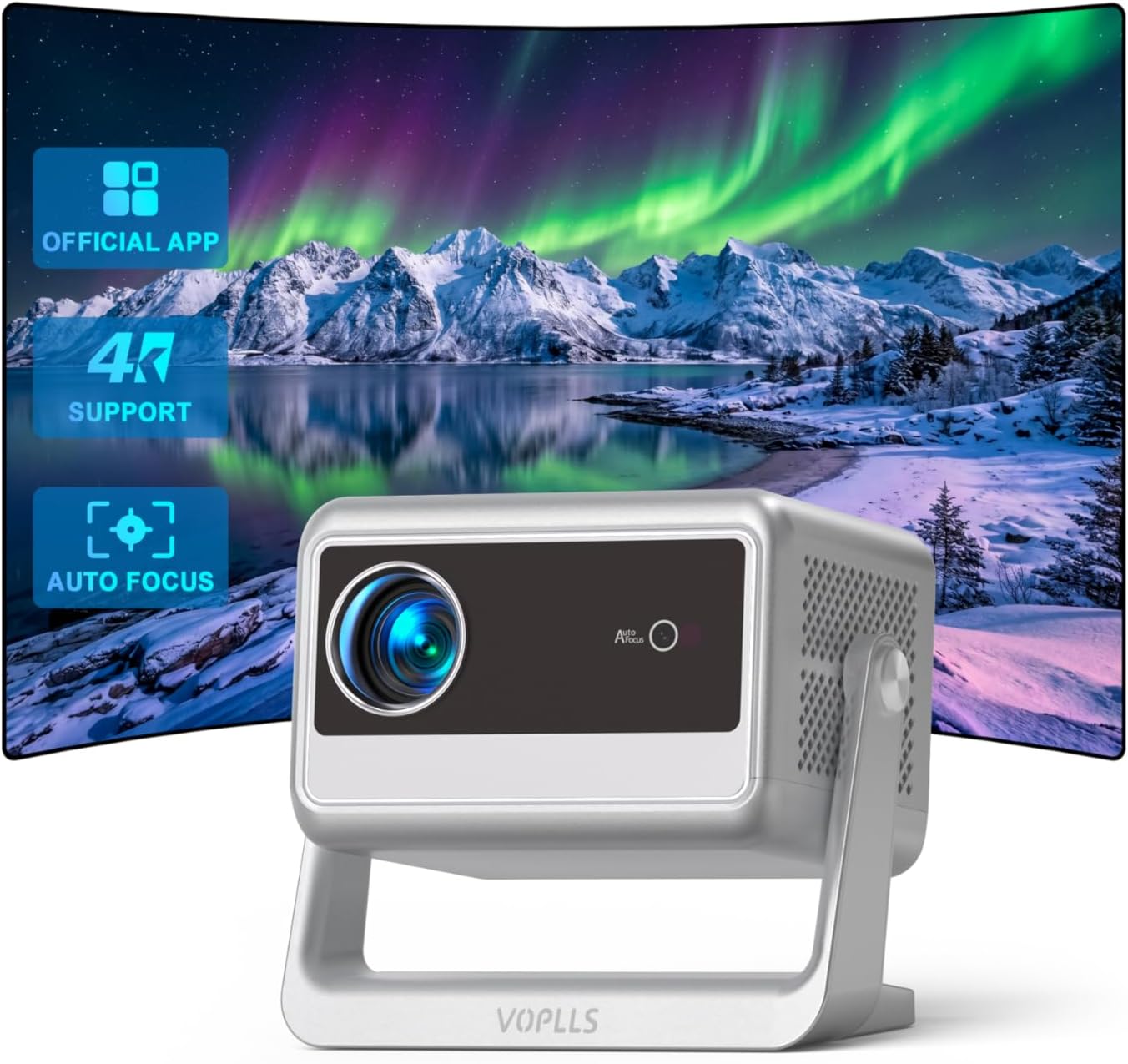 【Officially-Licensed APP & Auto Focus & Keystone】Mini Smart 4K Projector, VOPLLS 700 ANSI Full HD 1080P WiFi 6 Bluetooth Portable Projector, Moive Projectors for Bedroom/Outdoor/Phone