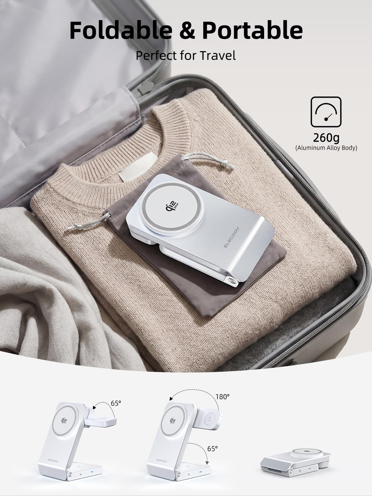 Caricabatterie wireless per Samsung - Caricatore magnetico Qi2 con raffreddamento attivo, stazione di ricarica pieghevole 3 in 1 per Samsung Galaxy S25 Ultra, Galaxy Watch 8 e Buds 3, per dispositivi