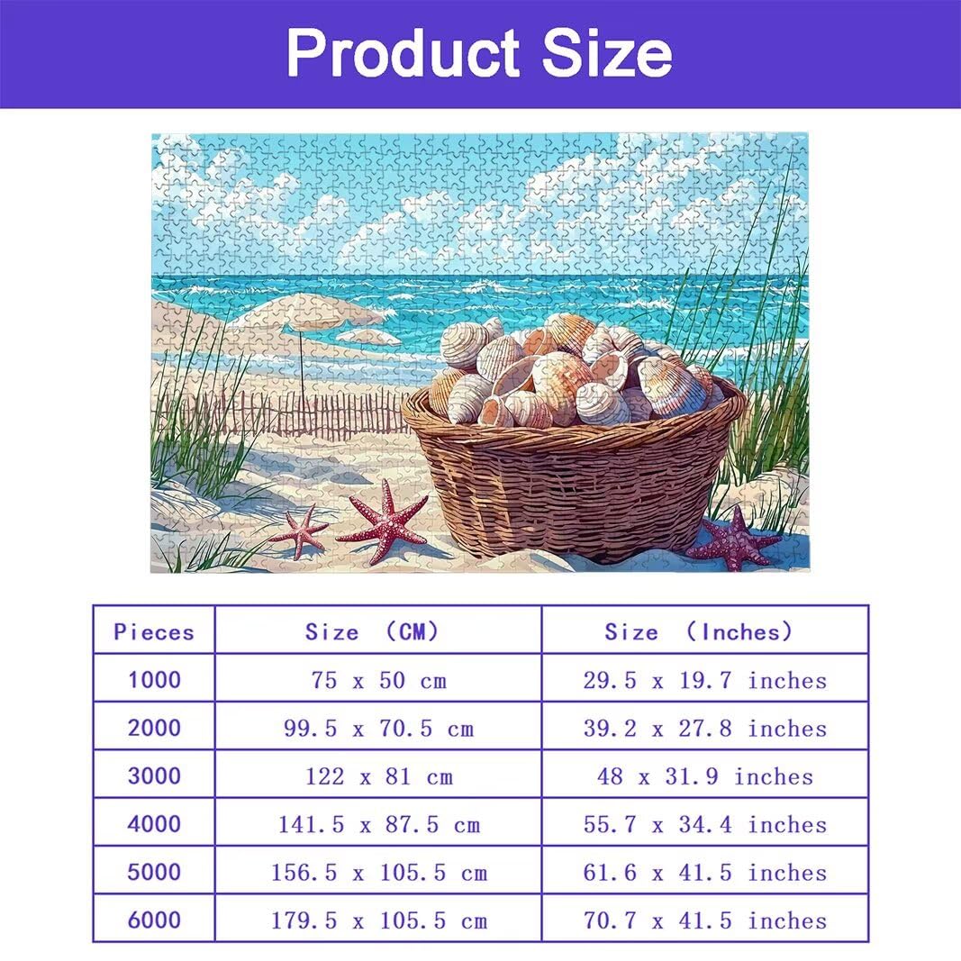 Puzzle 5000 Pezzi Arte per Adulti e Ragazzi, Puzzle Spiaggia in Legno per Adulti, Puzzles 5000 Pezzi Paesaggi Impegnativo per Tutta la Famiglia, Puzzles con Scatola per Decorazioni Casa, Regalo, -7295