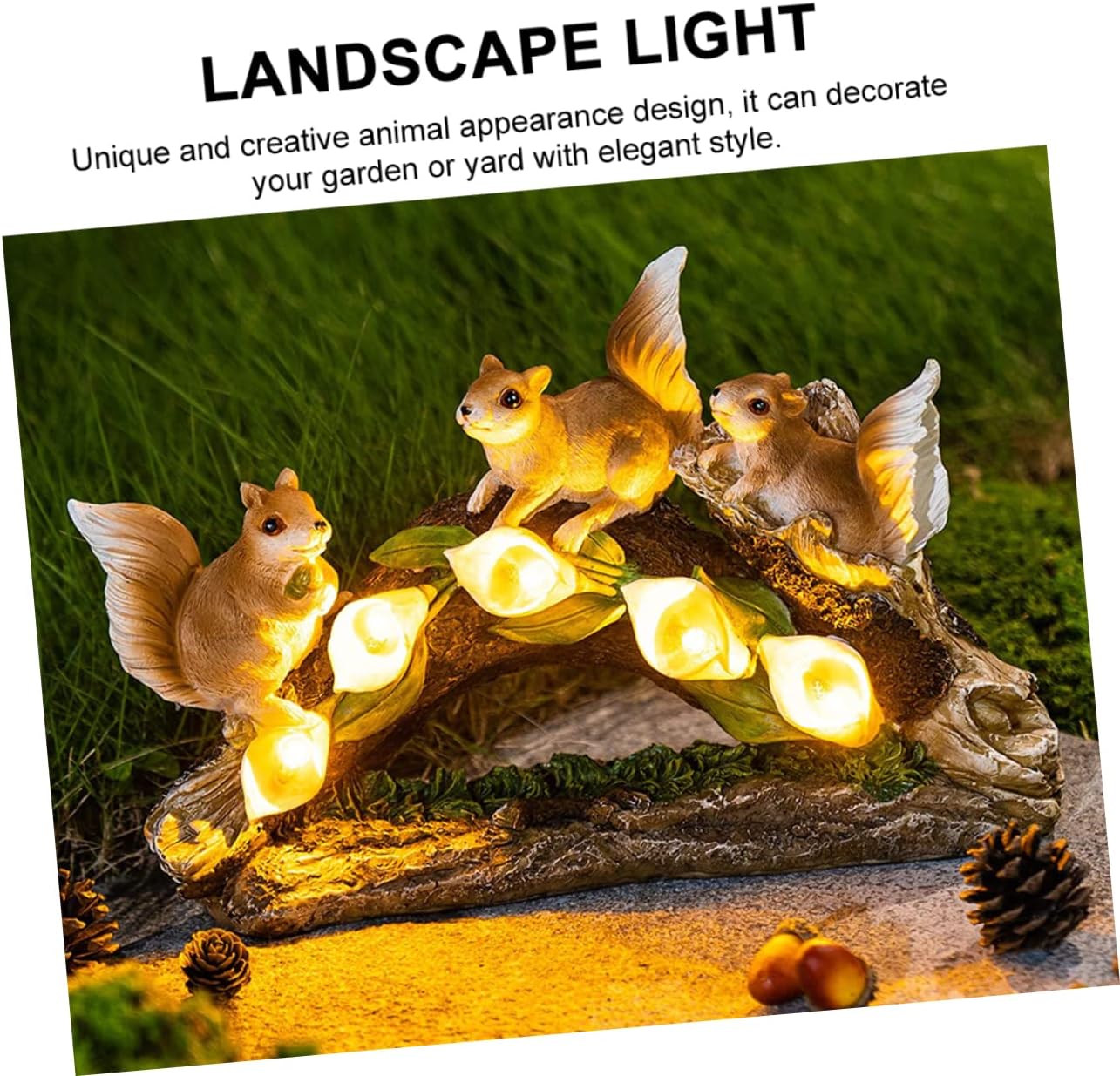 TOYANDONA Solar Squirrel Statue Light Resin Garden Decorative Lamp Solar-Powered Outdoor Landscape Lighting