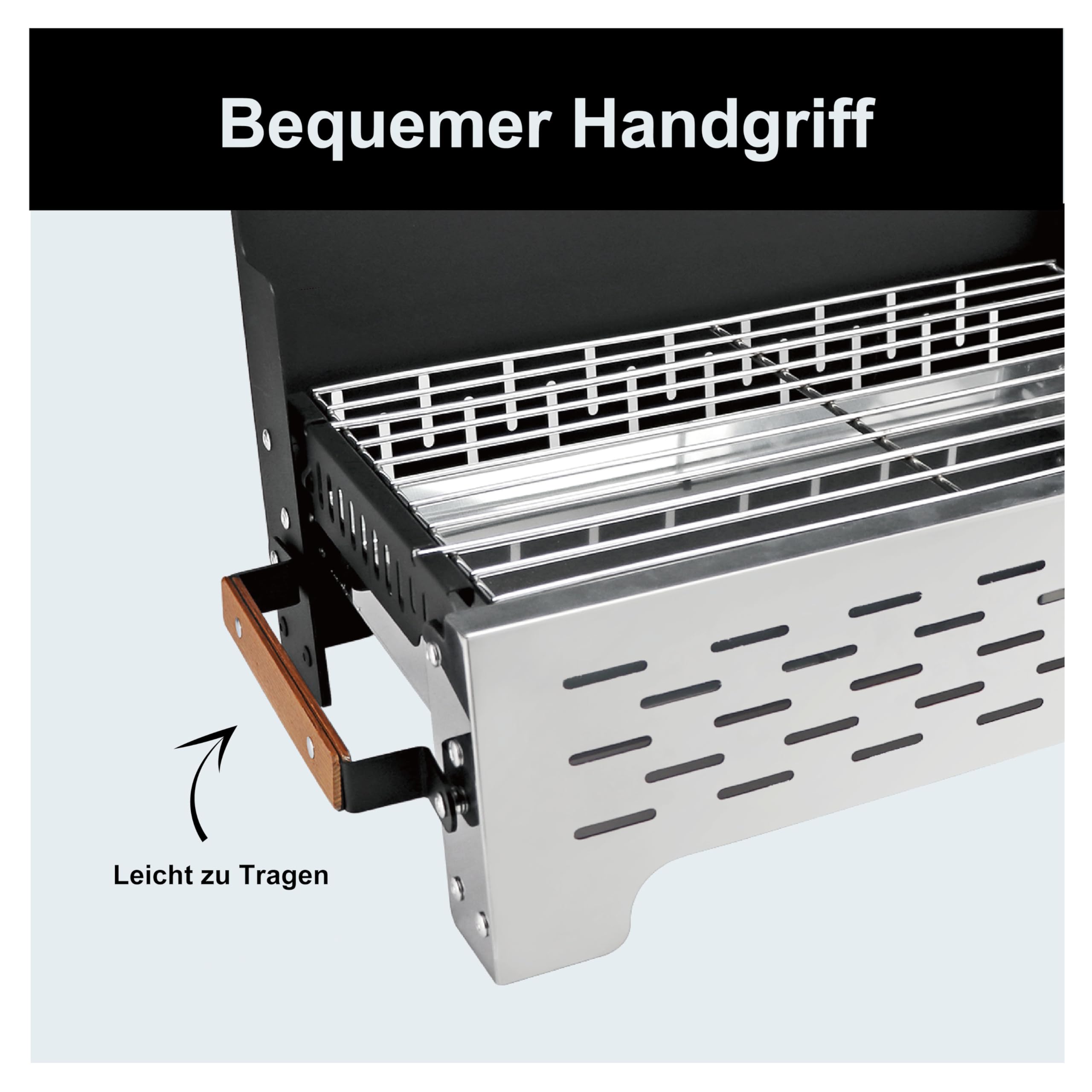Charmline 42x33cm Foldable Portable Holzkohlegrill, Kompakte Tragbare Grill für Den Außenbereich, BBQ Grill für Camping, Picknicks, Gärten und Strand Parteien, Schwarz