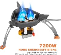 WADEO 7200W szélálló kemping gázfőzőhely piezo gyújtással és bután adapterrel 3