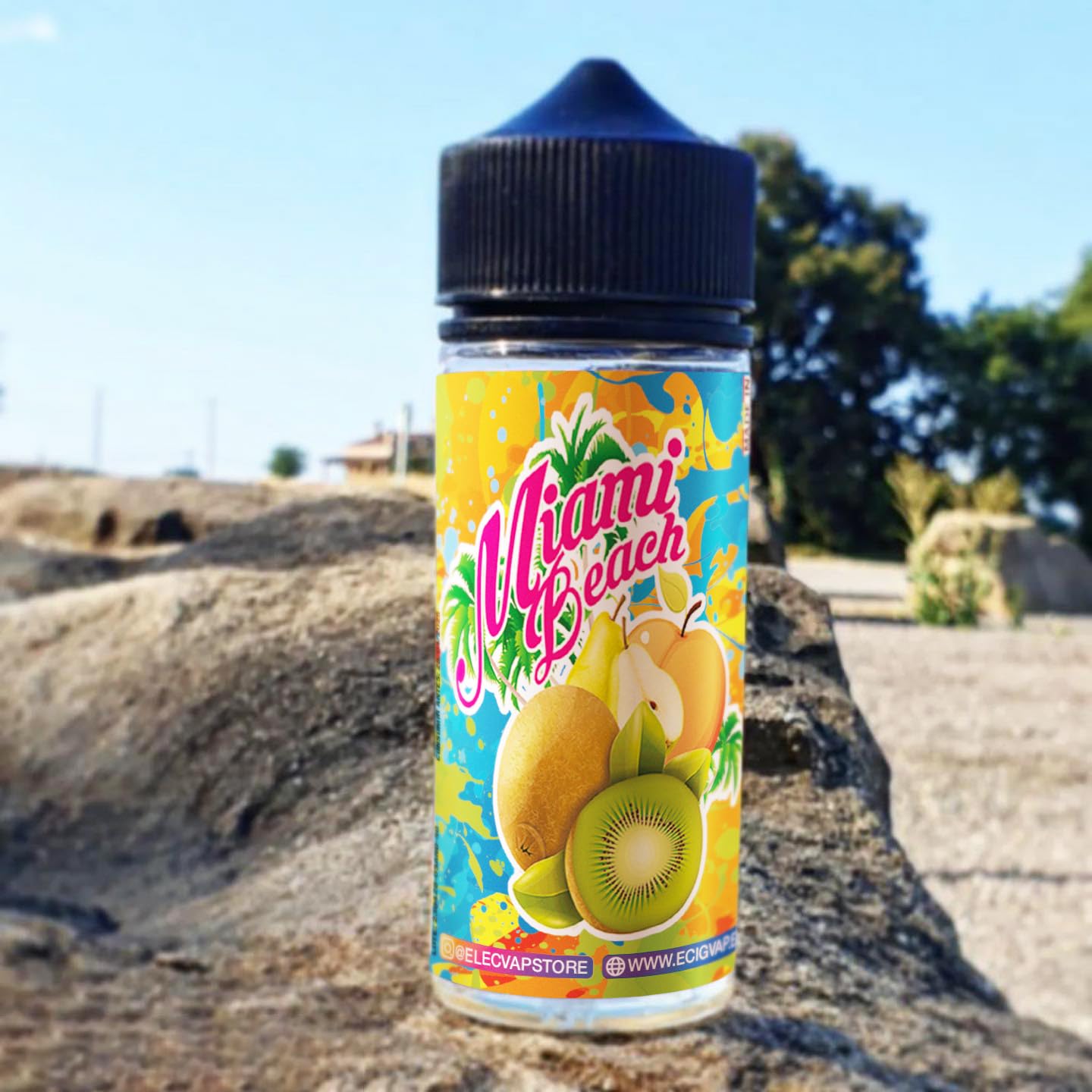 E Liquide MIAMI BEACH PAR ElecVap - Sans Nicotine NI TABAC- Format TPD 50  ml boteille 60ml - 0MG Nicotine - E Liquide pour cigarette électronique