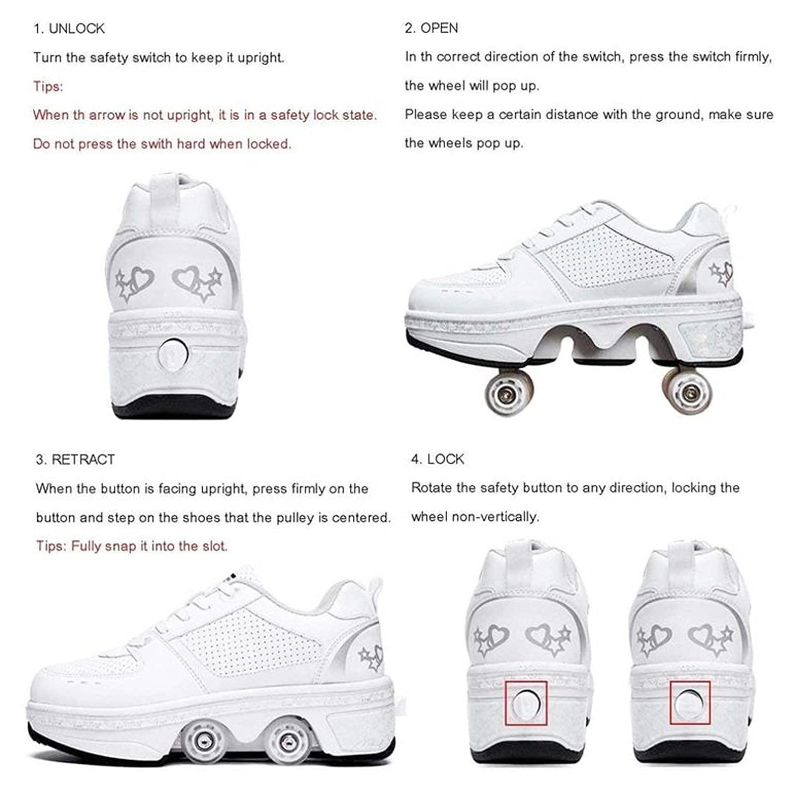 Rollschuhe, 2-in-1-mehrzweck-schuhe Quad Roller Skates, Roller Erwachsene Skates,41