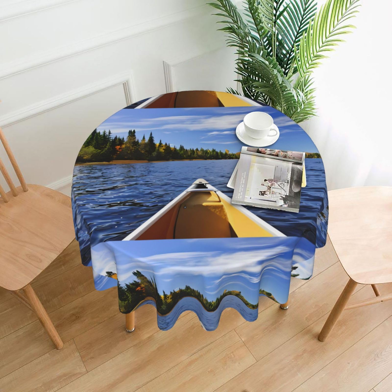 WHJSHOP landscape Prints Round Table Throw 60 Inch – Waterproof Table Cover for Dining, Coffee Tables, Parties & More - Soft, Wrinkle-Resistant Table Layer