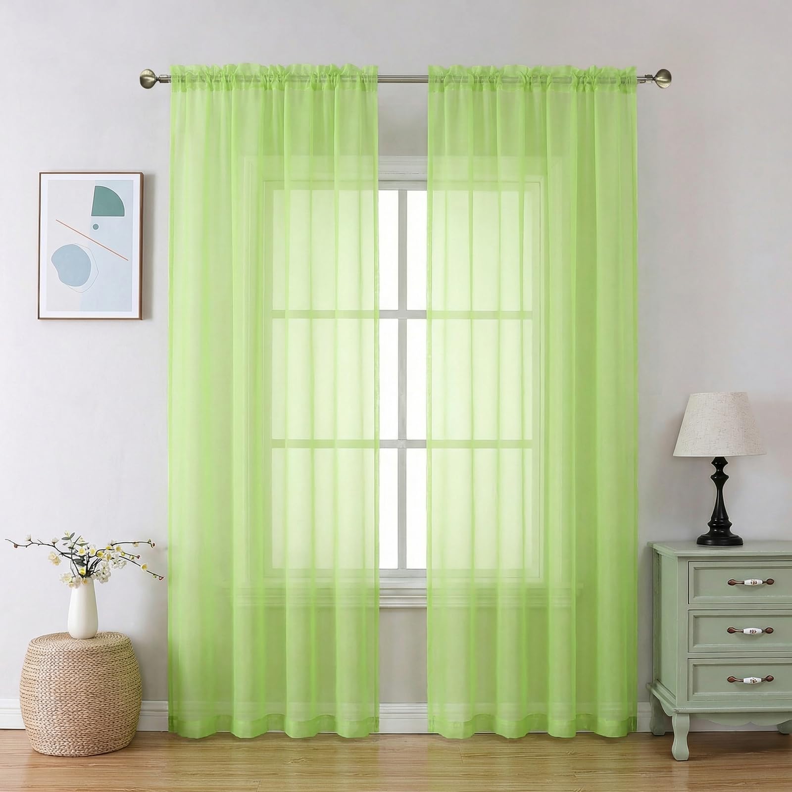 Aiyufeng Voile Curtains RP S2 Lime 42x84 โ image 1